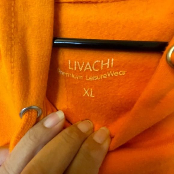 Livachi Premium‎ Leisure Wear Orange Drawstring Pullover Hoodie Men's Size XL - Picture 6 of 7